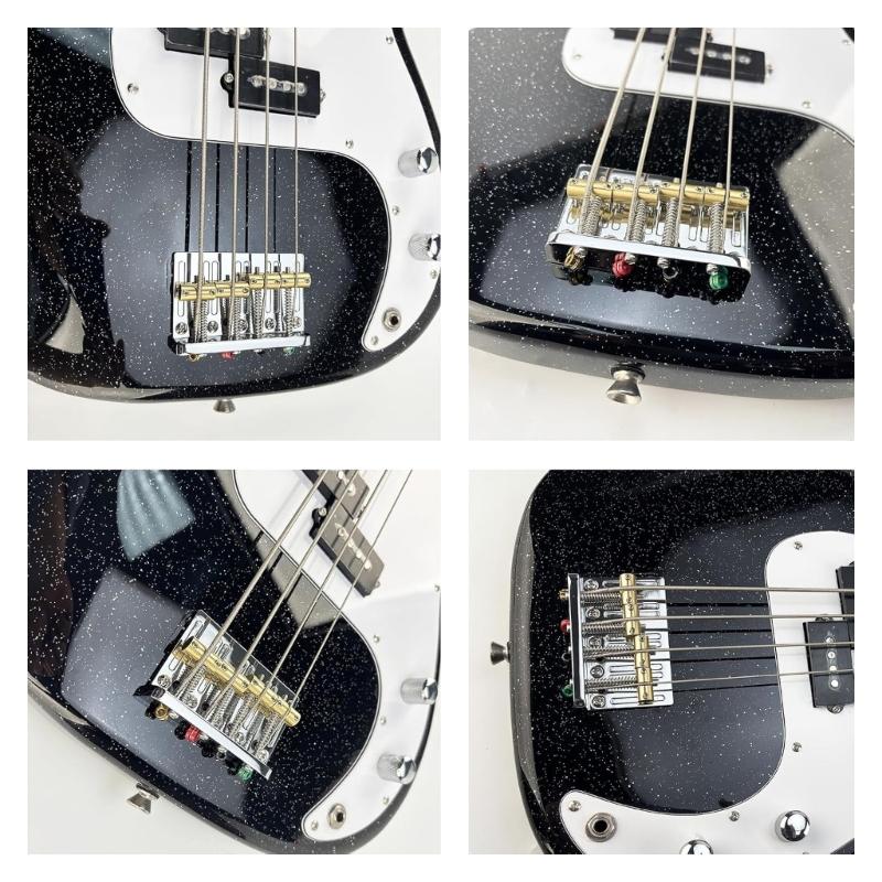 4-saitige feste Brücke Elektrische Bassbrücke Verstellbare Saiten-Bassbrücke Bass-Hardware Metalltextur für Elektrischen Bass