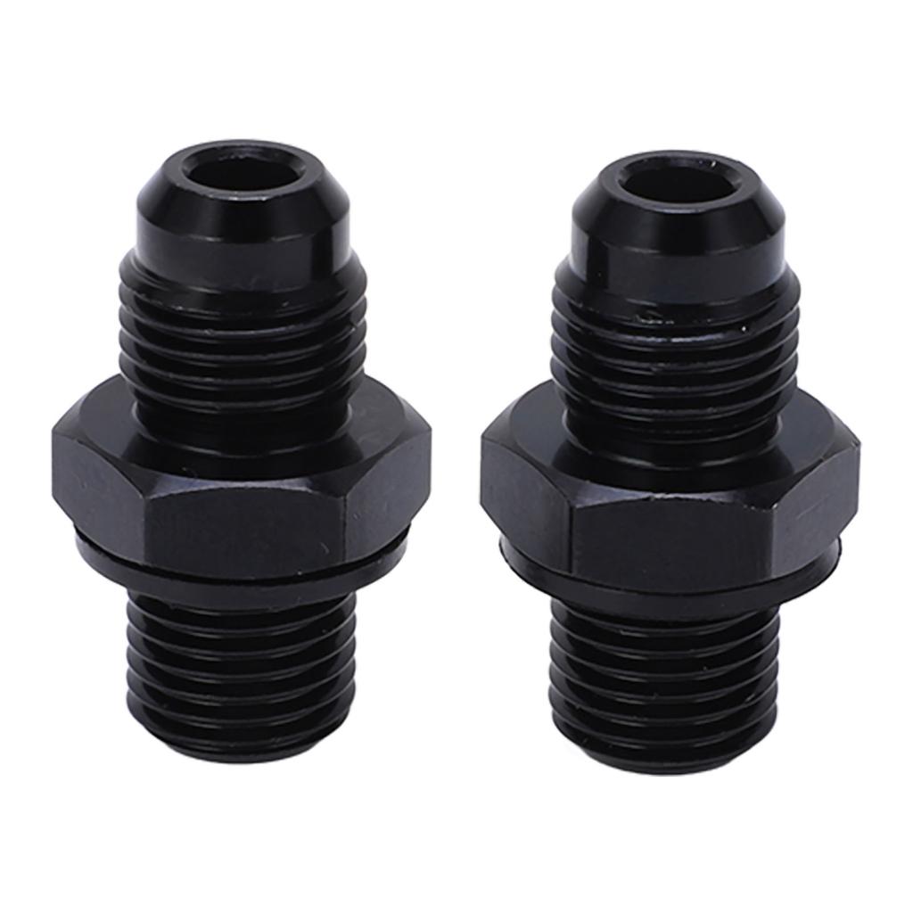 1Pair 6AN‑1 4NPS Transmission Oil Cooler Adapter Fitting Aluminium Alloy Rustproof BlackShort Type
