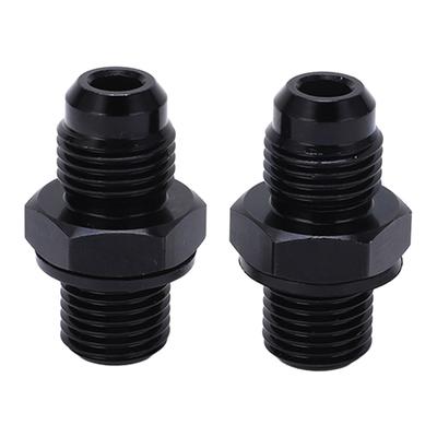 1Pair 6AN‑1 4NPS Transmission Oil Cooler Adapter Fitting Aluminium Alloy Rustproof BlackShort Type
