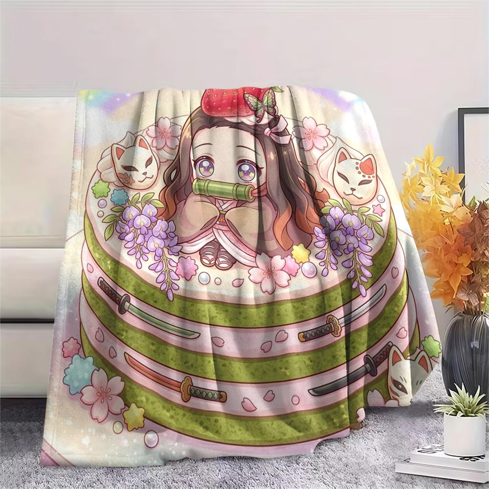 Demon Slayer Tanjiro Print Flannel Blanket, Ultra Soft High Quality All Seasons Warm Throw, Home Decor Cozy Blanket, Perfect Christmas Gift