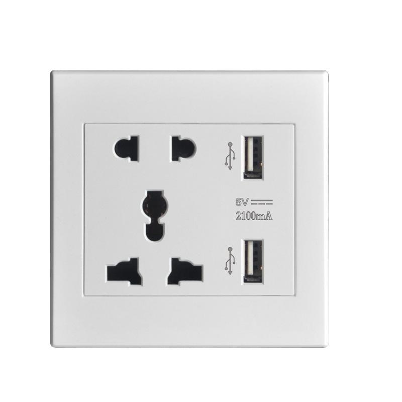 DepoGuye AC 110-250V UK Standard Socket Panel, 5V 2.1A Dual USB Mobile Phone Charger International Universal Power Outlet 86mm