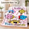 Mr. Men & Little Miss Custom Name Flannel Throw Blanket Soft Warm for Sofa Bed Indoor Home Use