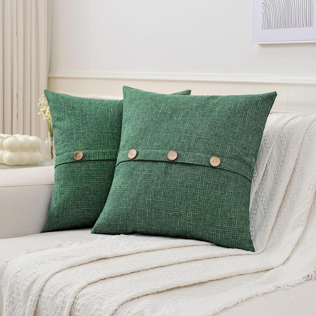 Creative Cotton and Linen Button Pillow Cover Solid Color Light Luxury Linen Double Needle Coconut Button Cushion Cover Coconut Button Pillow