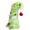 2 Pcs Green Furry Christmas Tree Faux Fur Plush Christmas Tree Tabletop Centerpiece with Red Xmas Ball for Home Party Holiday Decor