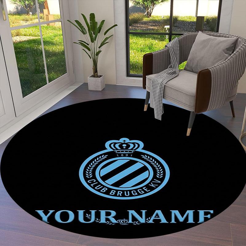 Club Brugge KV Custom Name Round Area Rug,Carpet Rug for Living Room Bedroom Sofa Playroom Decor,Non-slip Floor Mat