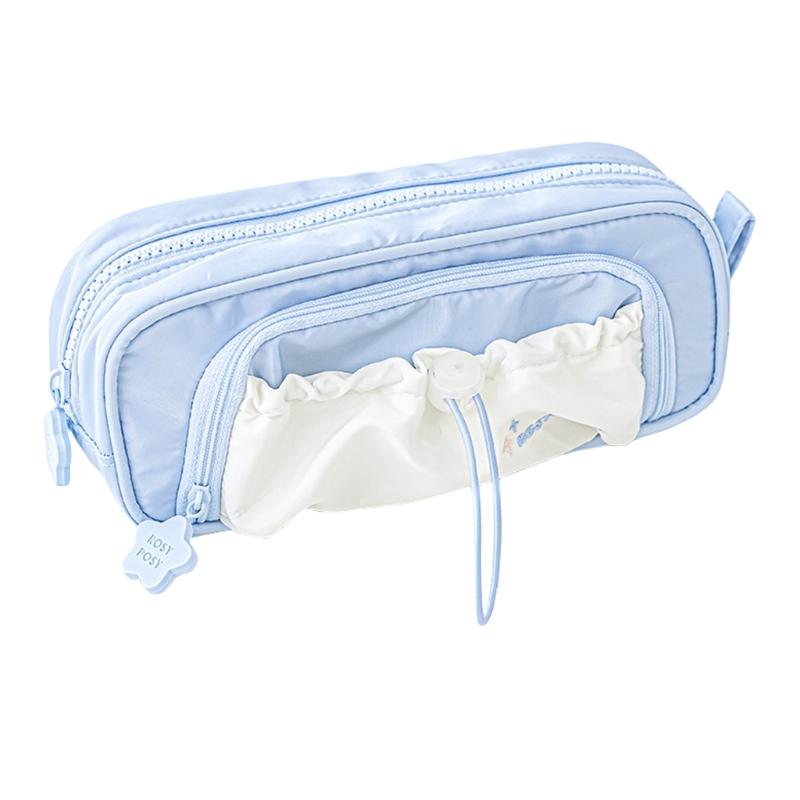 

Large Pencil Case High Capacity Pen Holder Box Zippered Pencil Bag Pen Pouches Desk Organizers For School Office Travel синий