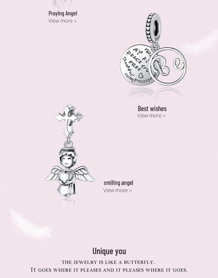 Avle S925 Sterling Silver Retro Cross Pendant Bracelet with European & American Fashion Beads