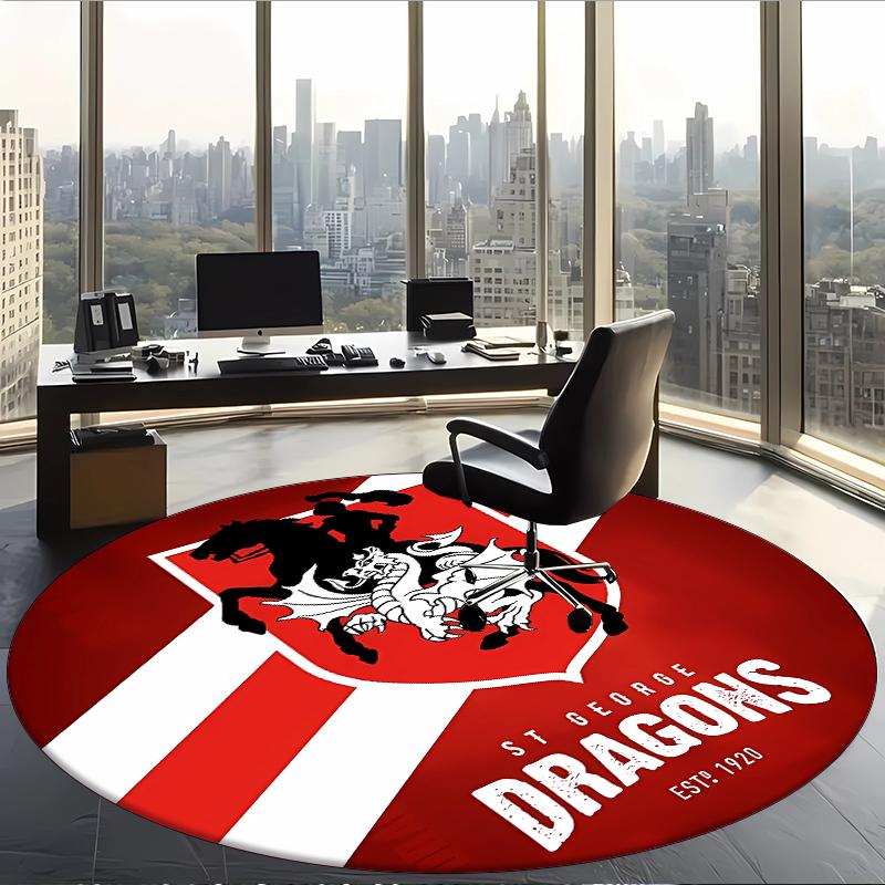 St George Illawarra Dragons (14) Runder Büroteppich Dekorativer Bodenteppich für Büro Schlafzimmer Wohnzimmer und Wohnbereich