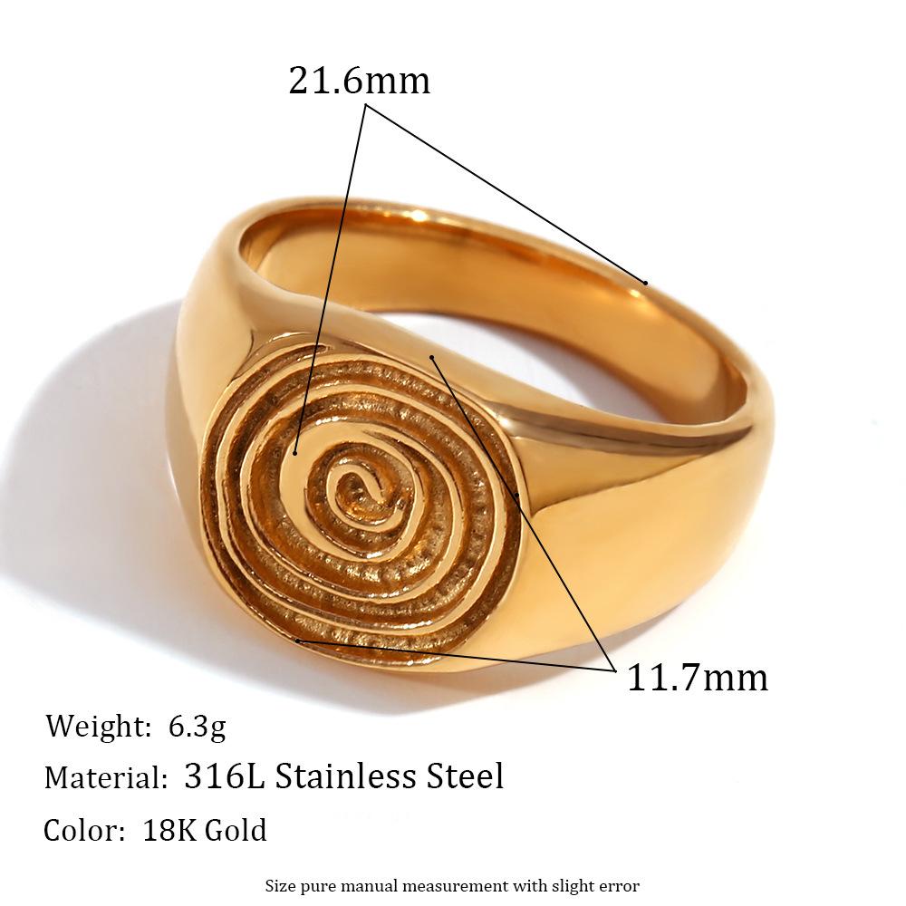 

MamacitaSlay 2026 New Design Spool Spiral Texture Rings 18K Gold Plated Stainless Steel Waterproof Jewelry Women s Simple Gift 6