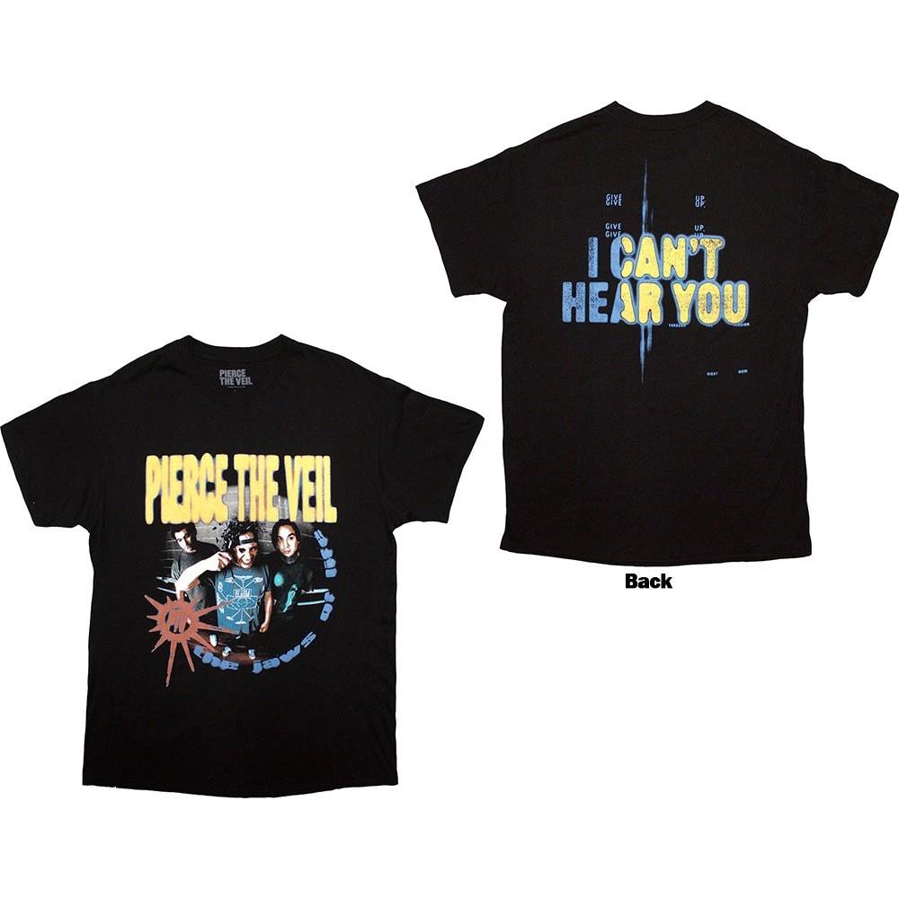 Pierce The Veil Unisex T-Shirt: I Can't Hear You (Black) (Back Print)