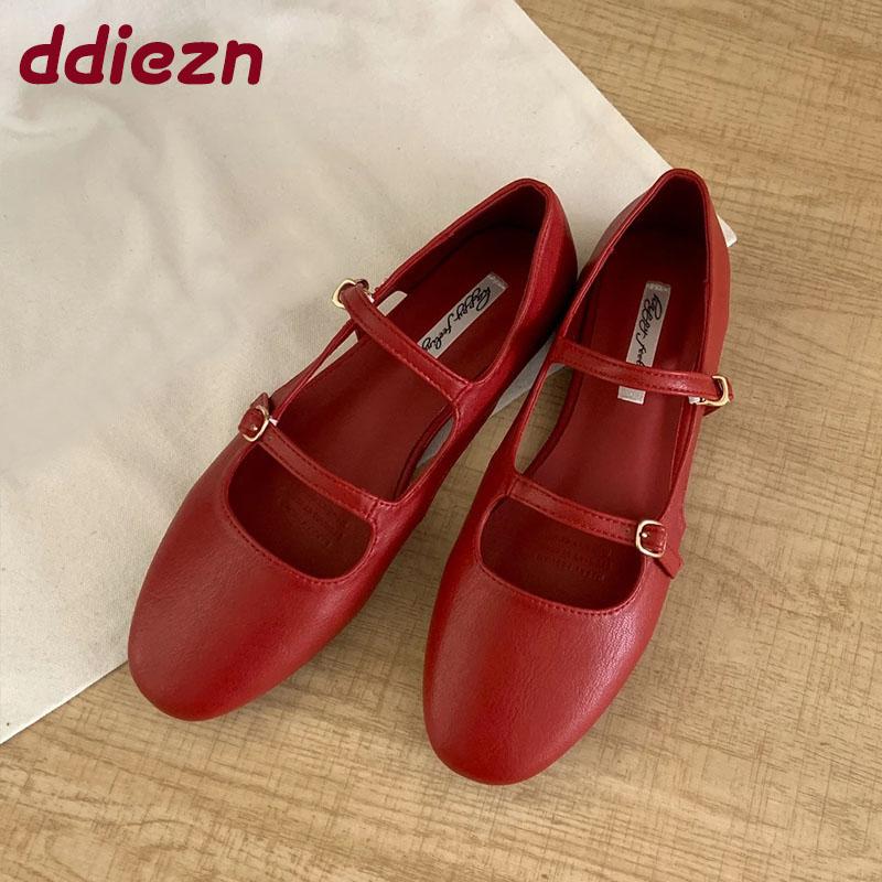 Fashion Female Buckle Strap Footwear New In 2025 Women Mary Janes Flats Shoes Summer Spring Fashion Shallow Ladies Flats With Shoes