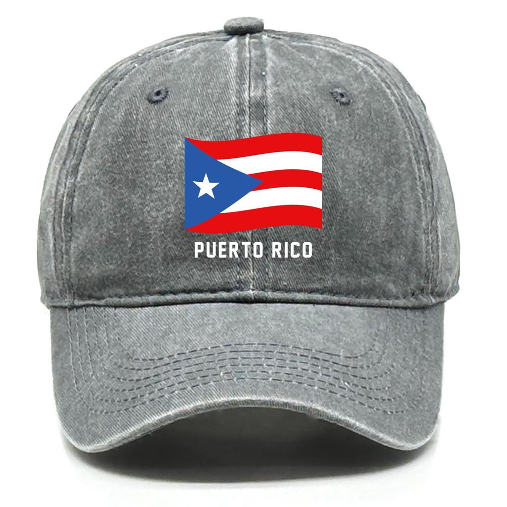Puerto Rico Flag Waves Print Verstellbare Baseballkappe, Patriotische Papa-Kappe Verstellbare Schnalle Trendiger Vintage-Schnitt Snapback Sonnenhut