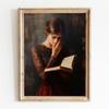 Victorian Woman Reading Art Print Poster Dark Academia Library Decor Elegant Lady With Book Decor Canvas Painting Bedroom Decor