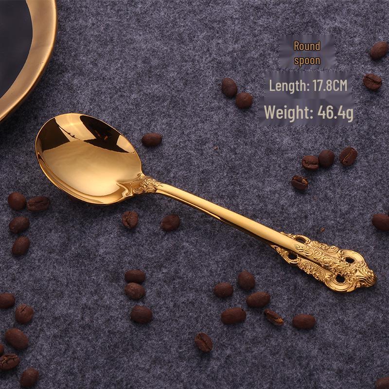Nordic Court Titanium Gold Tableware Set: 304 Stainless Steel Steak Knife, Fork & Spoon