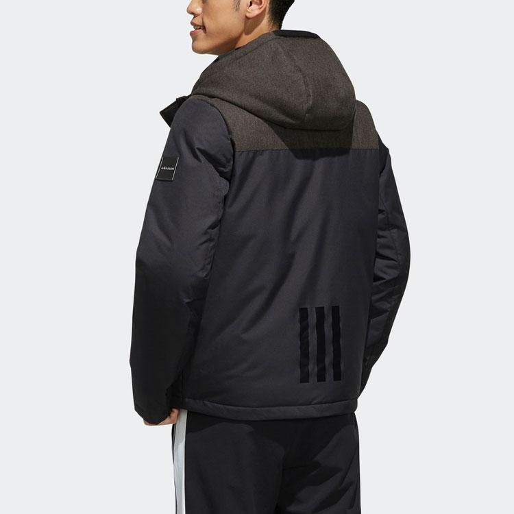 Adidas Neo Spliced Warm Sports Letter Hooded Down Jacket Men Outerwear Black EI4440