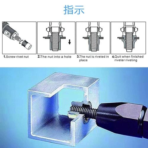 Menetop Rivet Nuts, 200 Pieces, Steel Alloy Riveter, M3 M4 M5 M6 M8 M10 Hollow Rivets for Cars, Machinery, Jigs, and Repairs