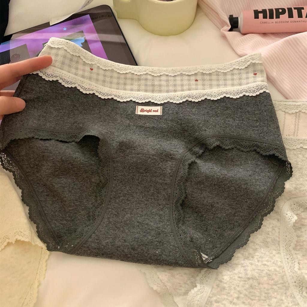Female Spring and Autumn Sweet Cotton Comfortable Naked Breathable 10A Antibacterial Extended Crotch Triangle Briefs Einson