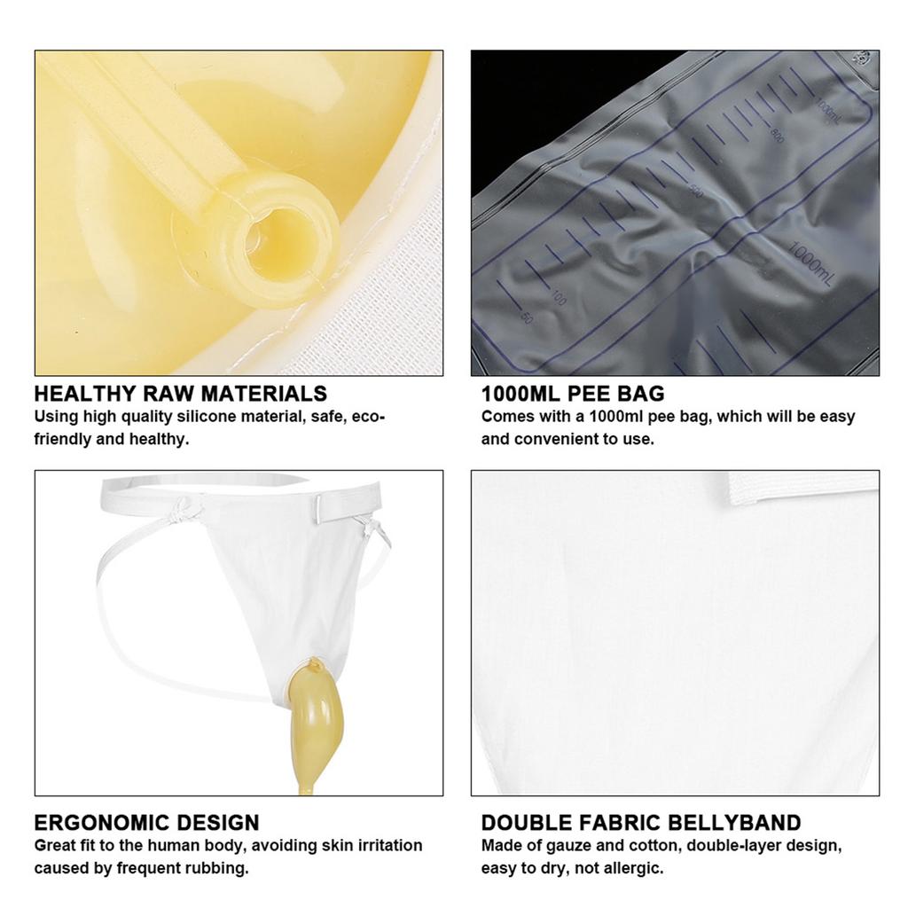 Silicone Urine Bag Spill Proof Collector Catheter Aid Pee Holder for Urinary Incontinence