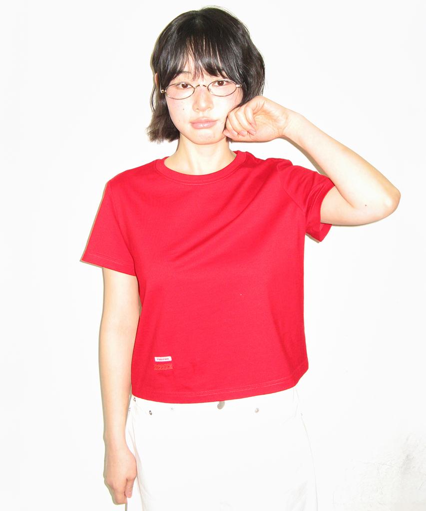 RONRON Mini Label Crop Short Sleeve Red