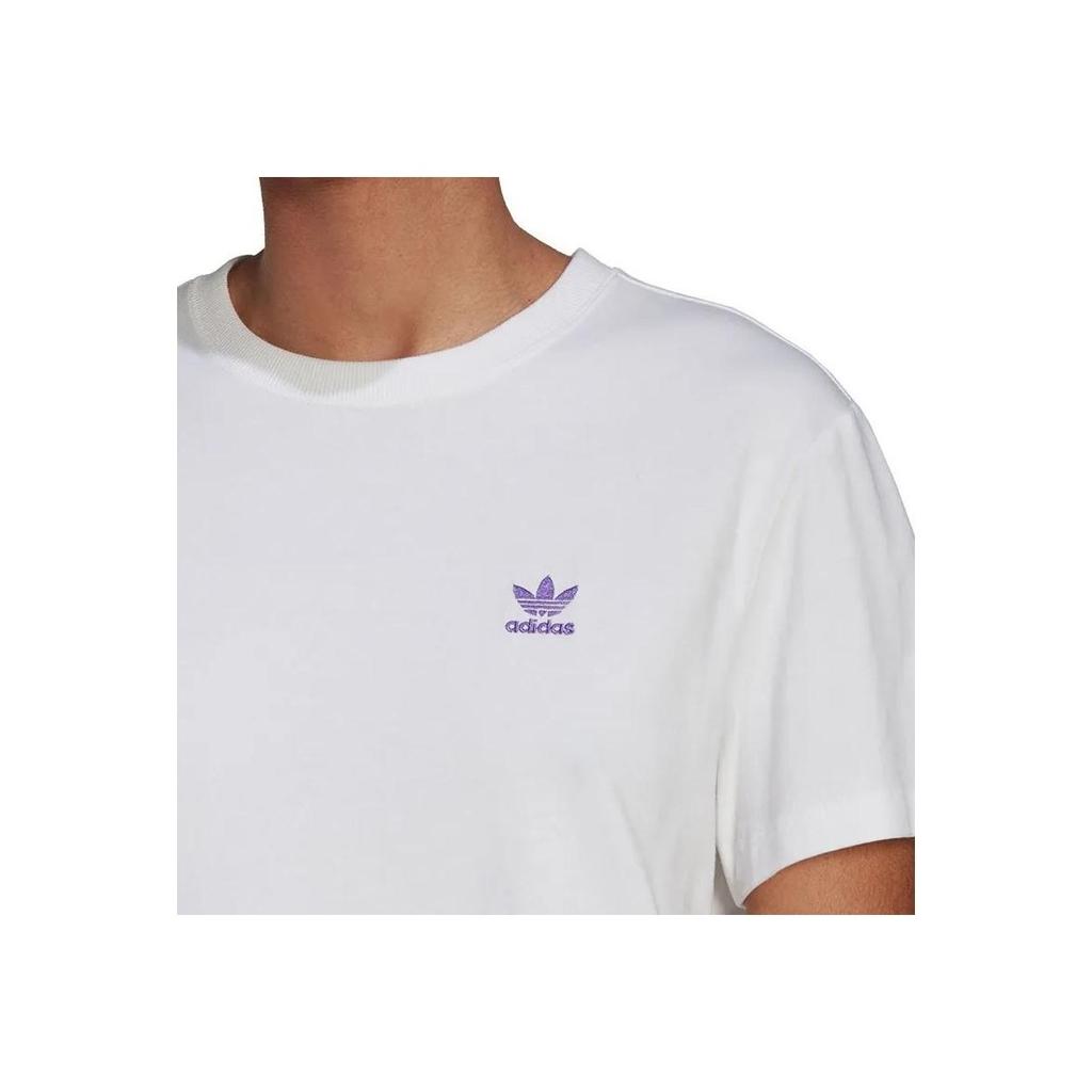 Adidas Originals Solid Color Logo Print Round Neck Short Sleeve Dress Women Dress White HL6613