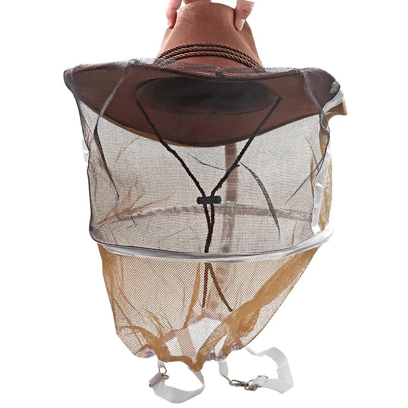 

Beekeeping Cowboy Hat Beekeeping Protector Cap Beekeeper Fly Insect Net Cowboy Comfortable Design Anti bee Hat Bee hat красно-желтовато-коричневый