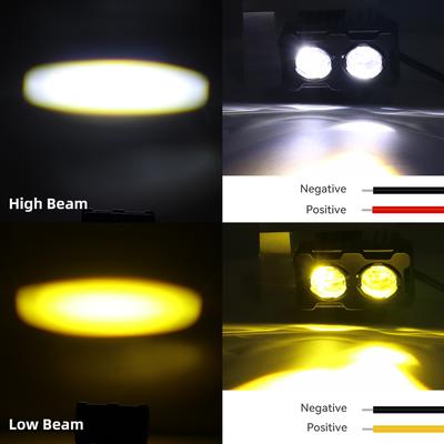Projecteur de phare LED universel pour moto Lentille Double Couleur Lampe de conduite ATV Scooter Lampe antibrouillard Lampe projecteur auxiliaire
