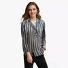 Simple and Fashionable Printed Striped Shirt for Women In Foreign Trade Loose Fit Shirt