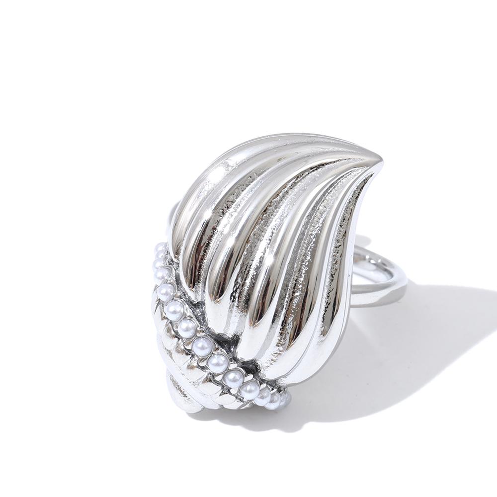 

Yhpup Ocean Style Stainless Steel Pearls Conch Pendant Necklace Ring Individualistic Stylish Chic Summer Jewelry Accessories