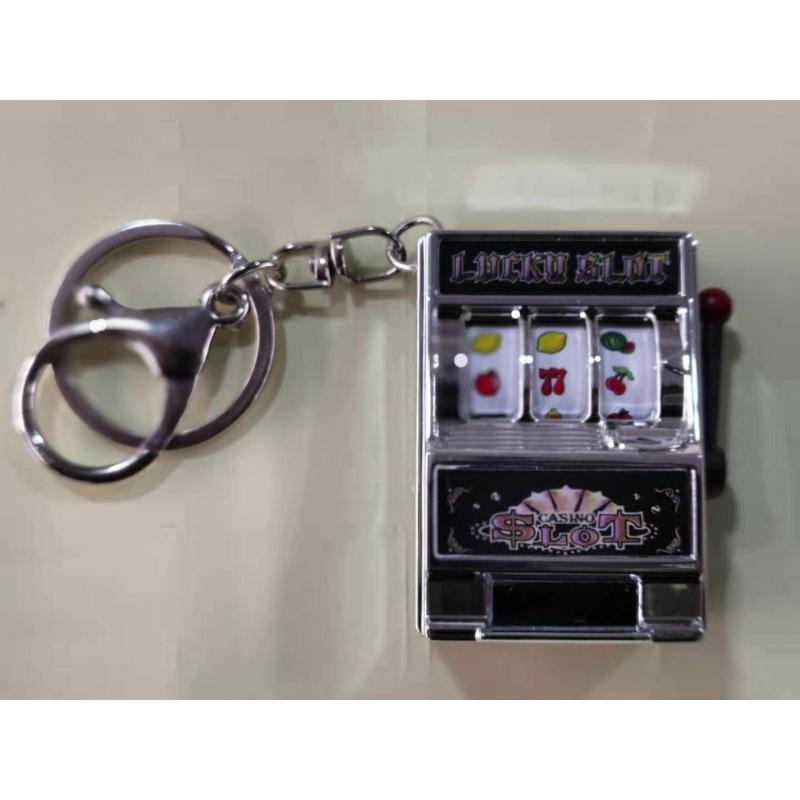 Creative Mini Fruit Slot Machine Keychain - Palm-Sized Digital Lottery Toy Simulation Model