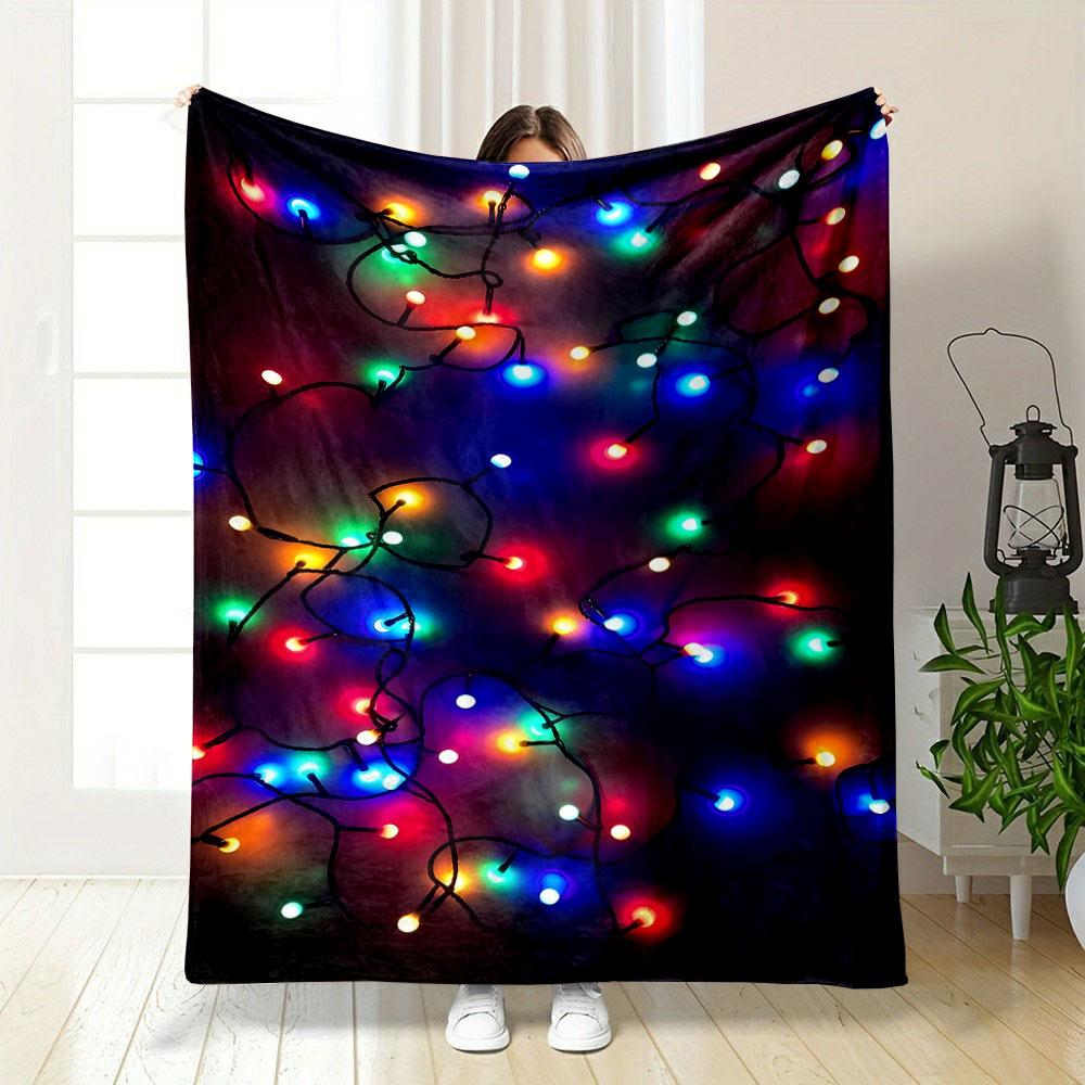 Bunte Lichterketten Aufdruck Decke Schlafzimmer Decke für Wohnzimmer Sofa Mittagspause Weiche Decke für Freund's Festival Geschenk