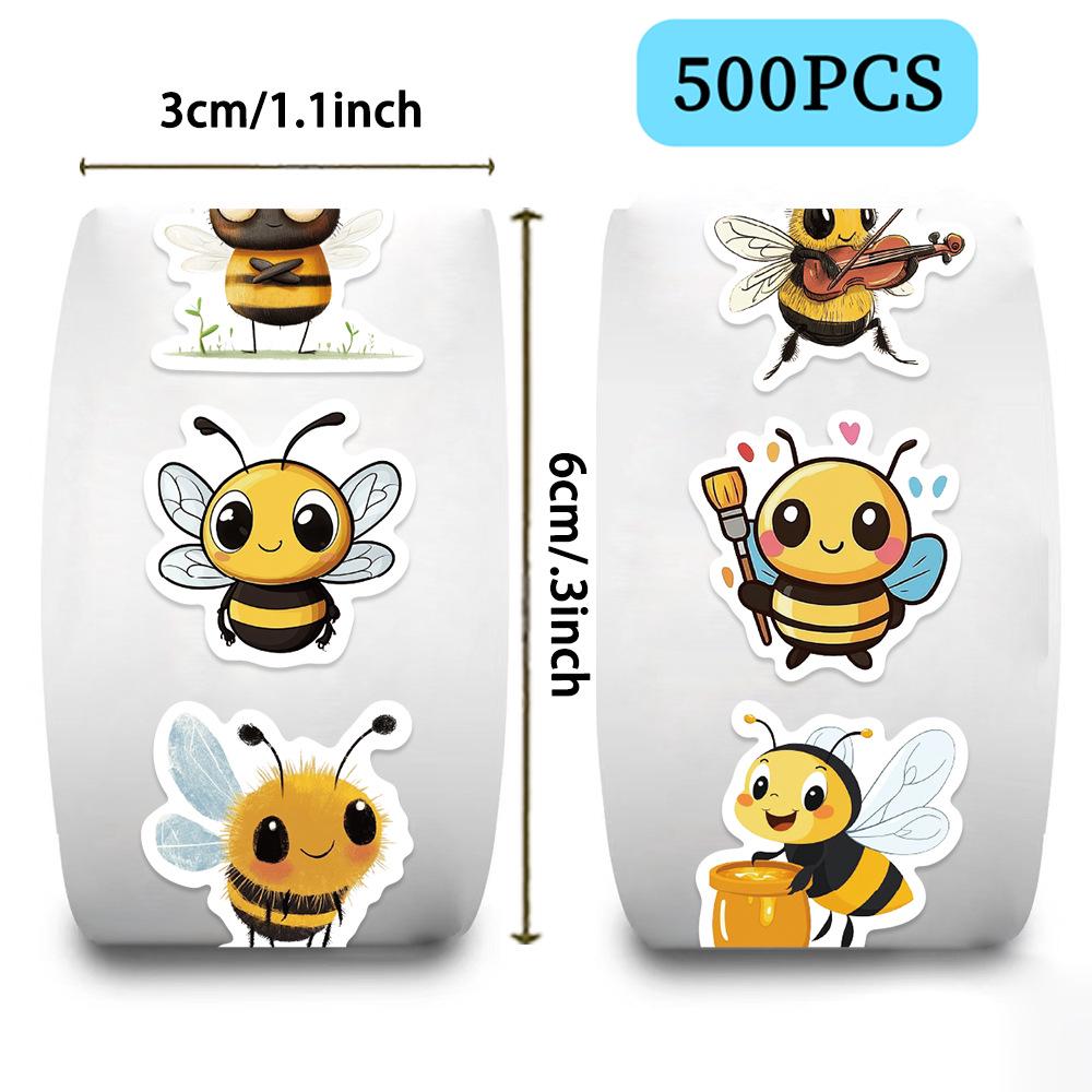 Autocollants Mignons Abeille Dessin Animé Auto-adhésifs: Rouleau de 500 pour Récompenses Étudiantes & Décoration de Journal