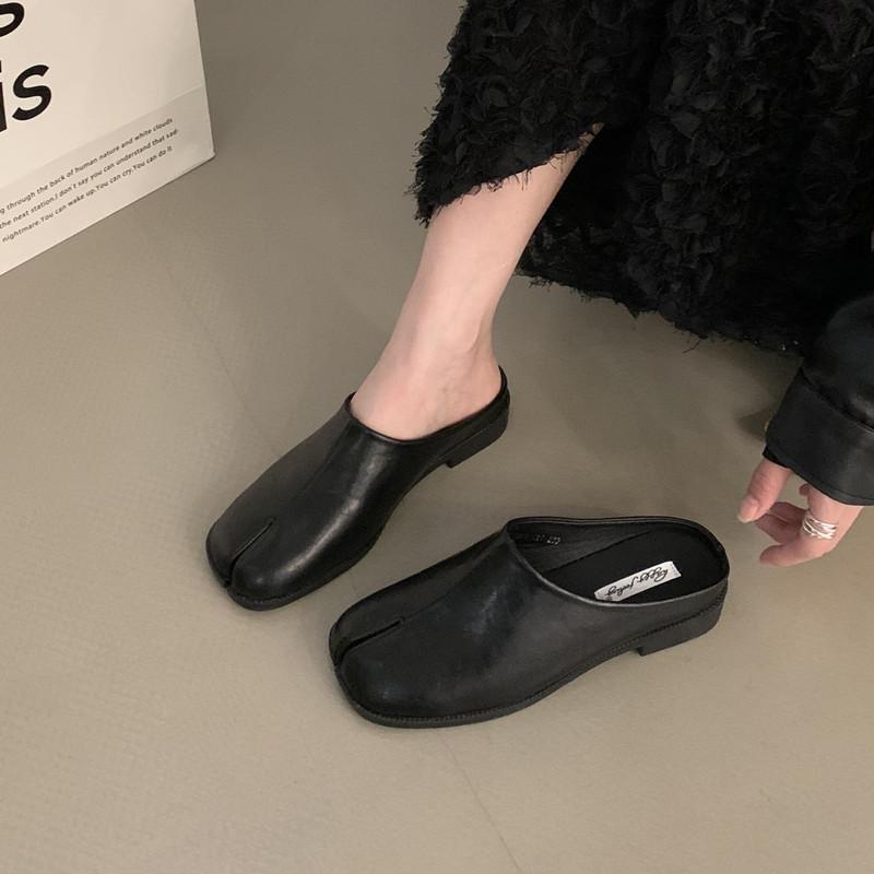 Bailamos Women Split Toe Slippers Round Toe Shallow Lazy Boat Slingback Mules Shoes Tabi Ninja Slip On Flats Soft Loafers Mujer