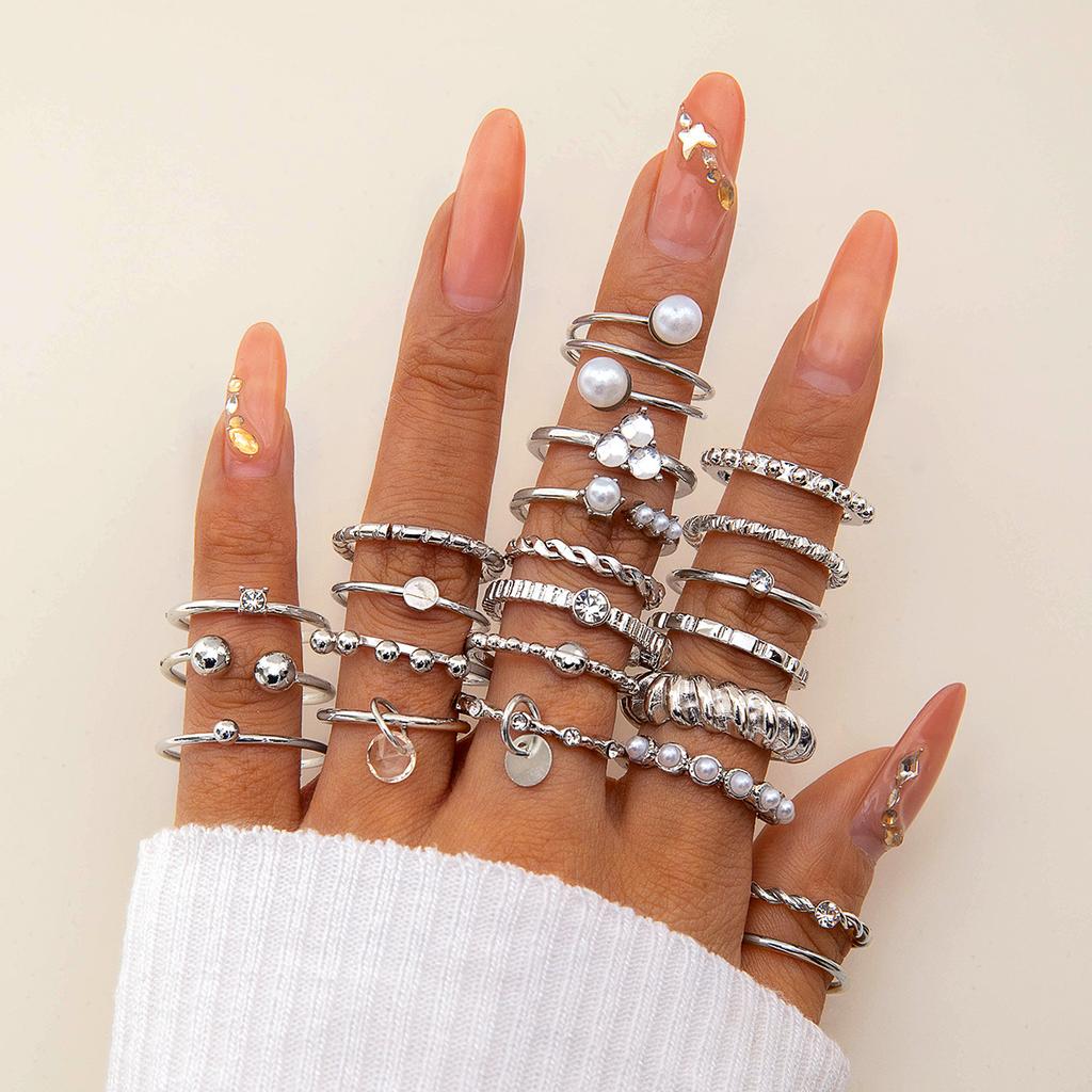 Fashion Jewelry Vintage Carved Sun Feather Cross Black Gemstone Ring Multi-piece Set Set