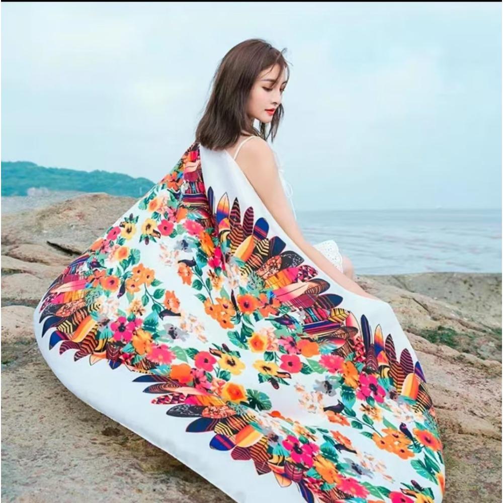 Chaka Salt Lake Great Northwest Tourism Ethnic Style Scarf Silk Scarf Women'S Summer Seaside Beach Shawl Sunscreen Thin