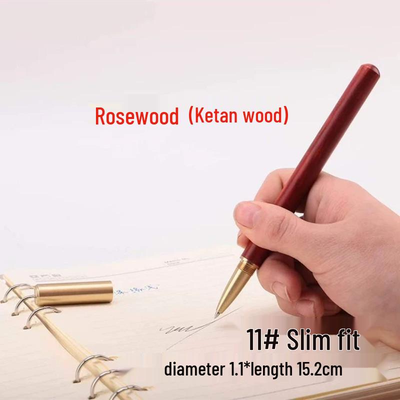 Rosewood Signature Business Pen - Sandalwood & Brass Metal Gel Ballpoint, Customizable Logo