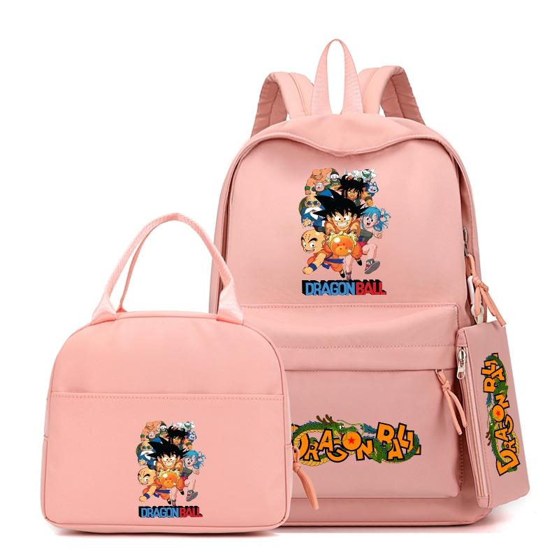 3Pcs/set Anime Dragon Ball Backpack with Lunch Bag for Girl Boy Back To School Bookbag Schoolbag Men Women Travel Bag Mochila