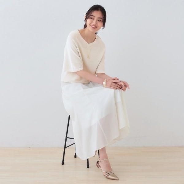 INDIVI New Colors Flare Sleeve Knit 12712452 Size 38 Knitwear/Sweater Available! [Elegant Lamé Material] Women's Off-White (003) (M)