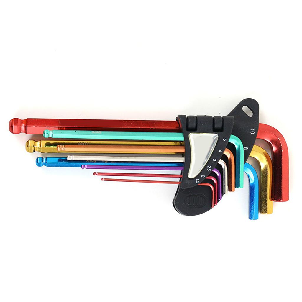 9Pcs Hex Wrench Star Key Ball End Metal Long Arm Metal Key Tool Set Kit for Repair