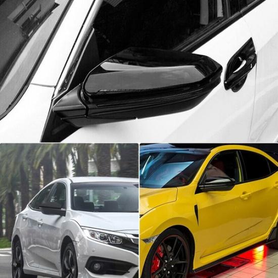 For Honda 10th Civic 2016-2020 2021 Rearview Side Mirror Cover Cap Gloss Black
