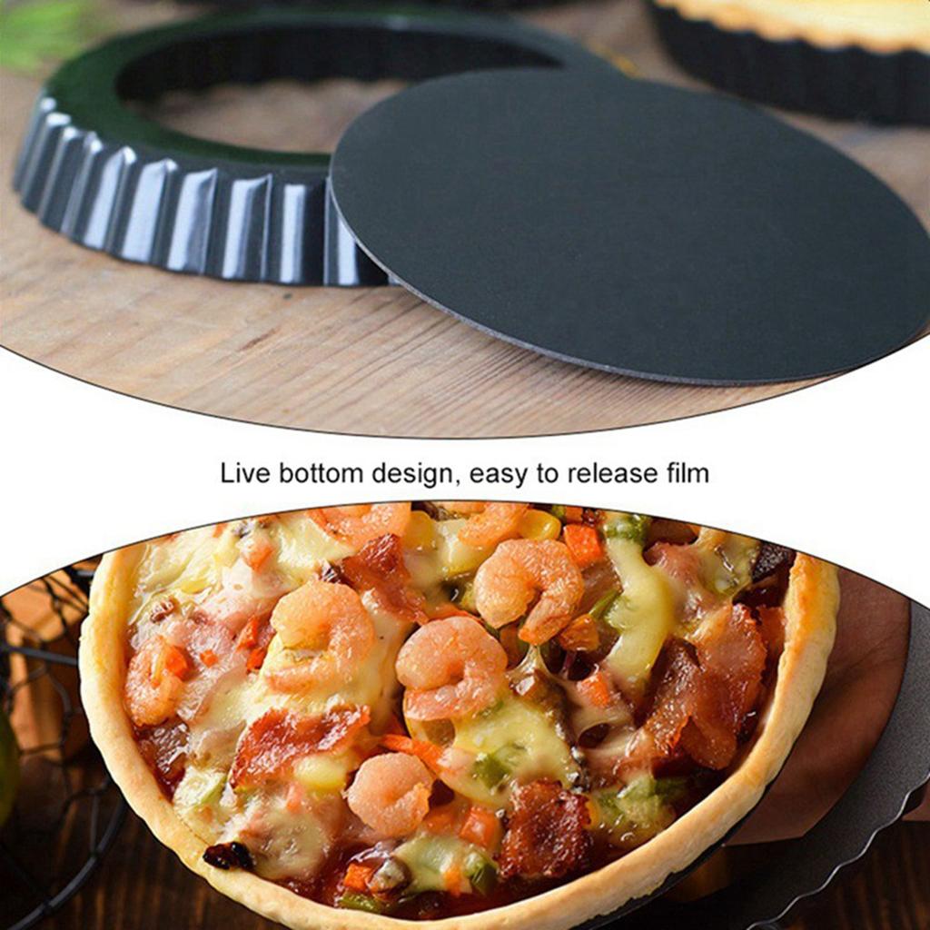 2PCS Tart Pie Pan Cake Baking Tray Non Stick Loose Base Mold Removable Bottom Hot