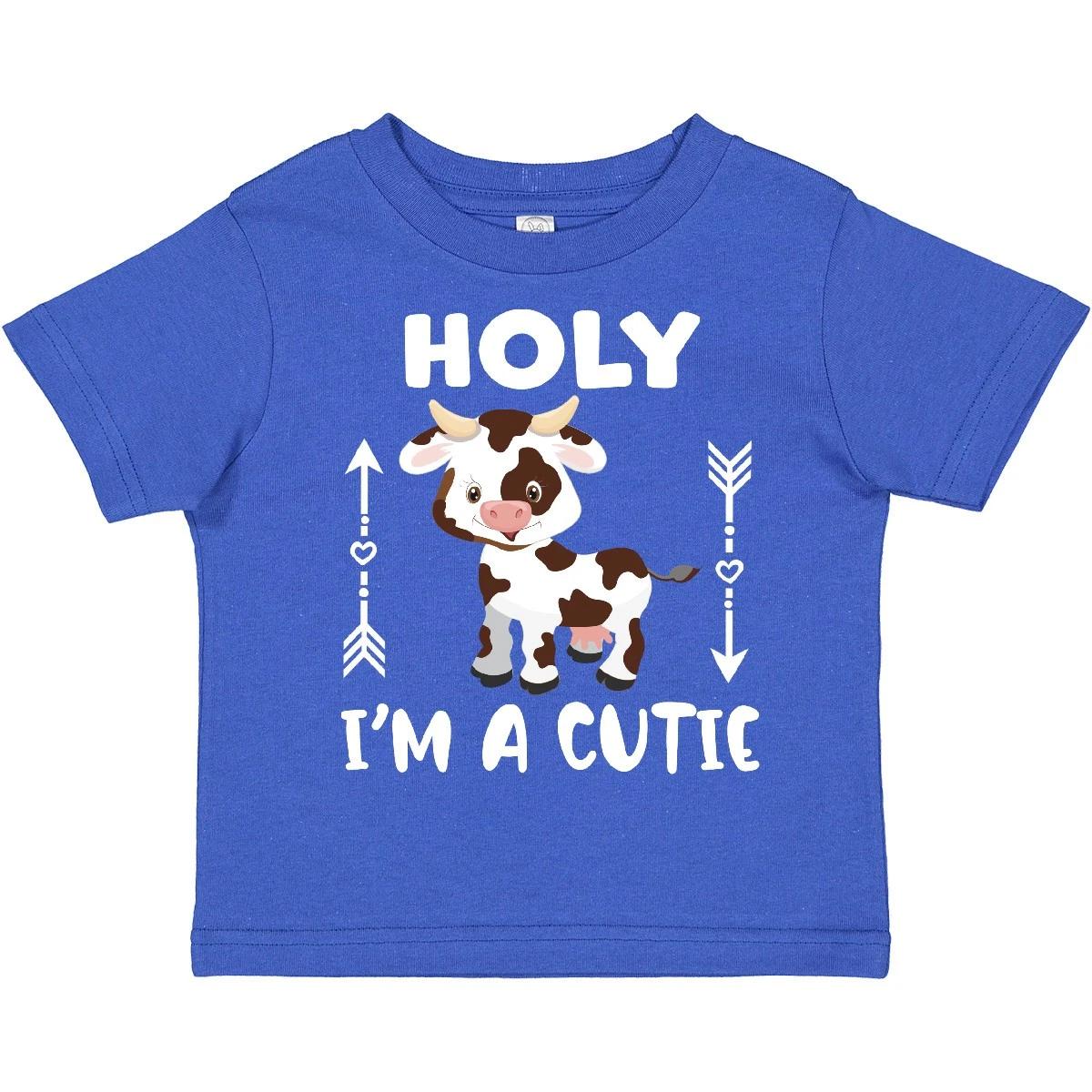 Inktastic I m A Cutie White And Brown Holstein Cow With Arrows Toddler T-Shirt 140