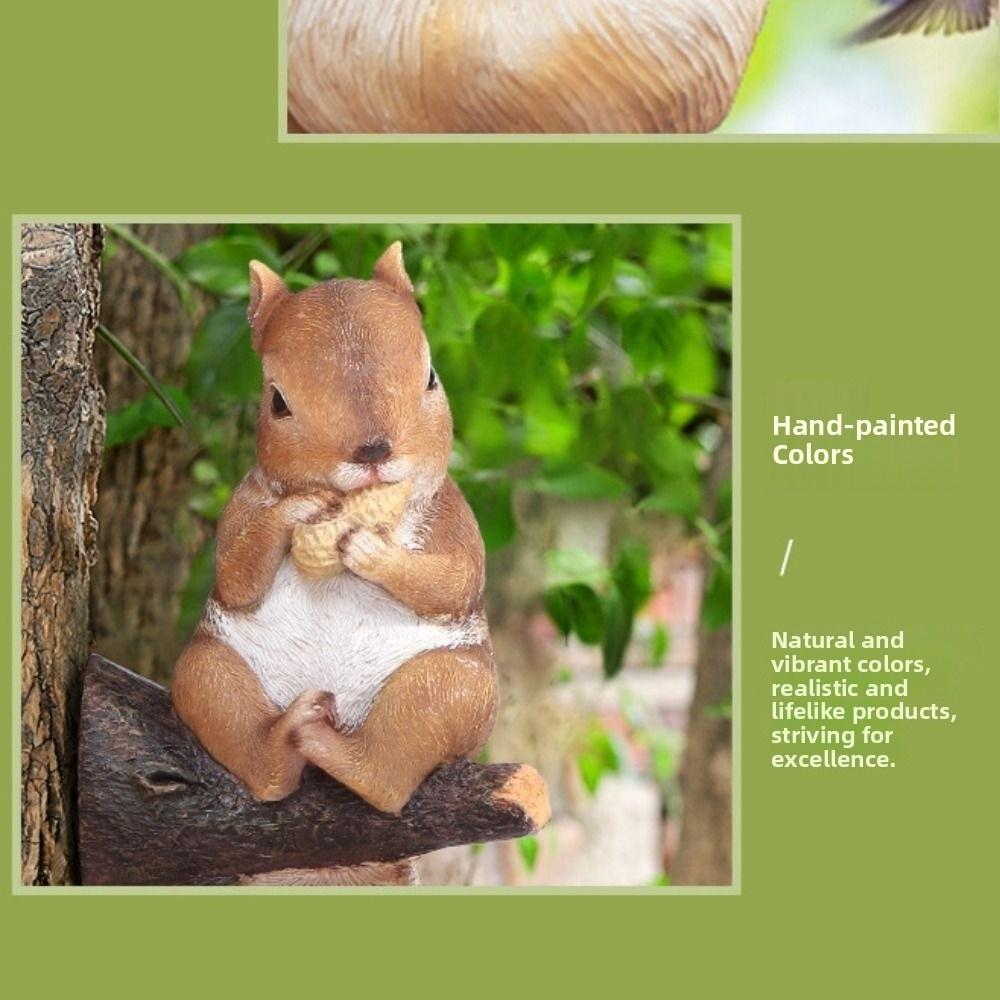 Resin Bird Feeder Cute Art Statue Multi Functional Animal Figurines  Drinking Water