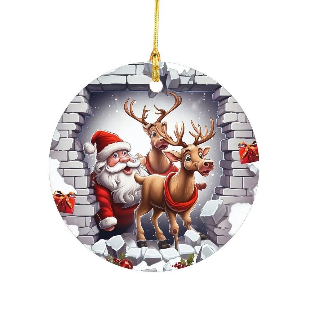 Elk Christmas Break Through Ornament 2D 2D Acrylic Hanging Ornaments  Party Props