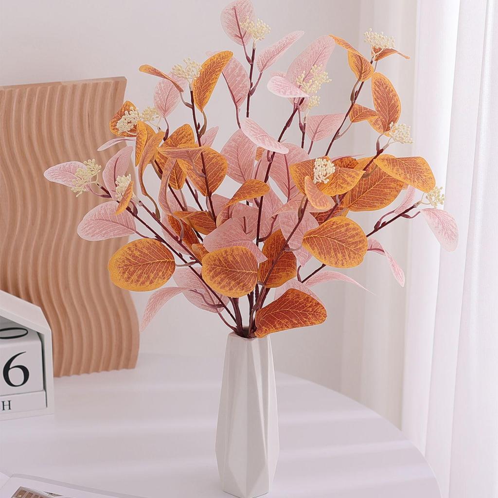 Nordic Style Fake Flower Decoration Simulation Eucalyptus Money Leaf Branch Eucalyptus Leaf Flower Arrangement Green Plant Floral Ornament