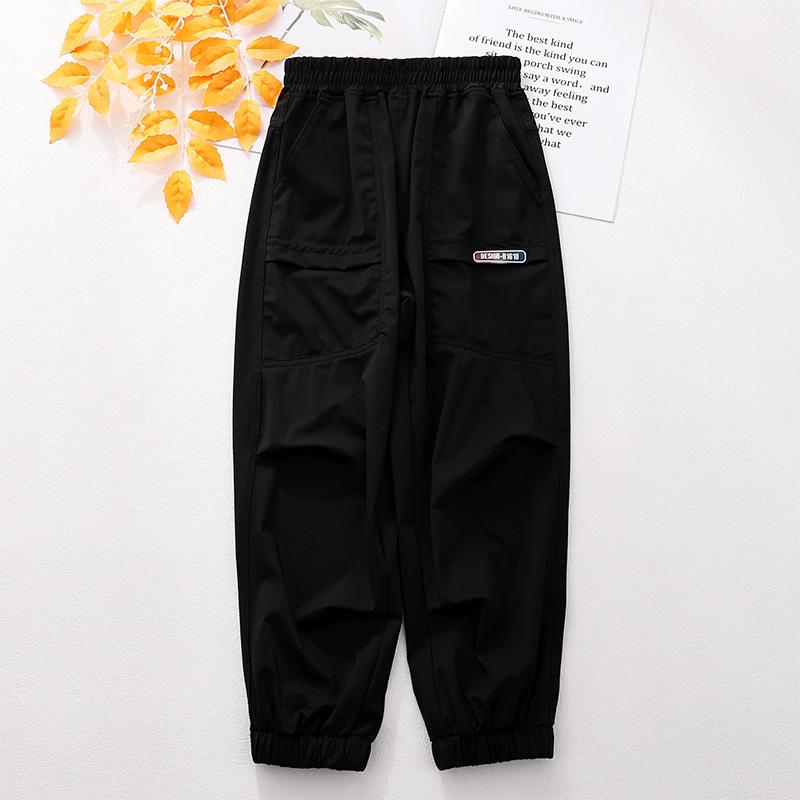 

Быстросохнущие летние спортивные штаны для девочек 2024: Свободные, повседневные, длинные брюки для детей. 160 cm чёрный