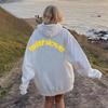 Women's Angel Print Retro Hip Hop Oversized Hoodie Jacket