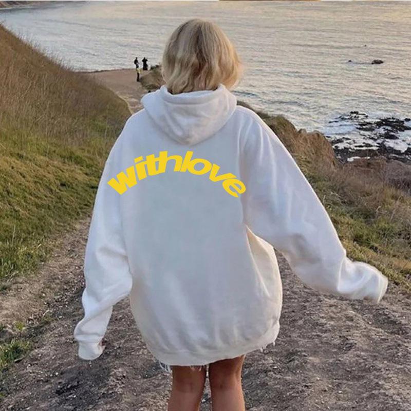 Women's Angel Print Retro Hip Hop Oversized Hoodie Jacket