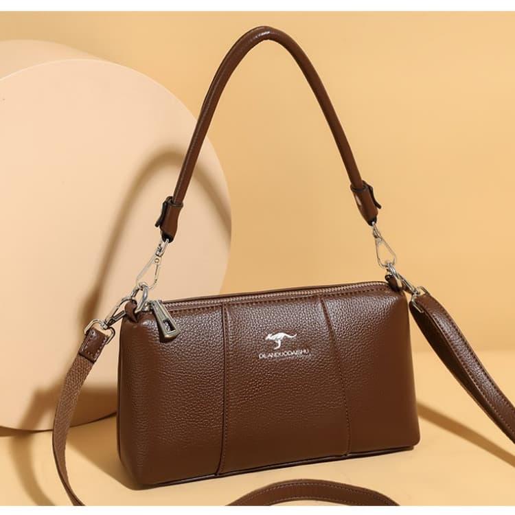 

Lychee Pattern Light Luxury Messenger Bag Women s Shoulder Bag темно-коричневого кольору