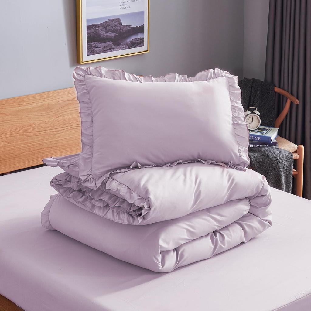 HOdo Home Bedding Includes Duvet Bed and Fitted Suitable for Western and Japanese Style with Peach Skin and Quick Drying Semi-Double 4-Piece Set,