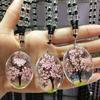 Oval Lace Dried Flower Necklace Tree of Life Plant Eternal Flower Glass Ball Pendant Handmade Jewelry